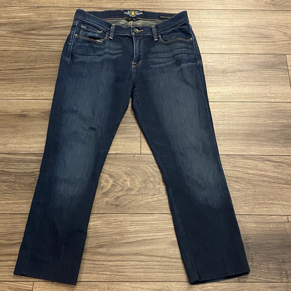 Lucky Brand Jeans Sophia Straight Women's  Sz 10 Stretch Dark Custom Hemmed 24"‎